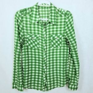 Gibson Green & White Button Down Long/Roll Sleeve